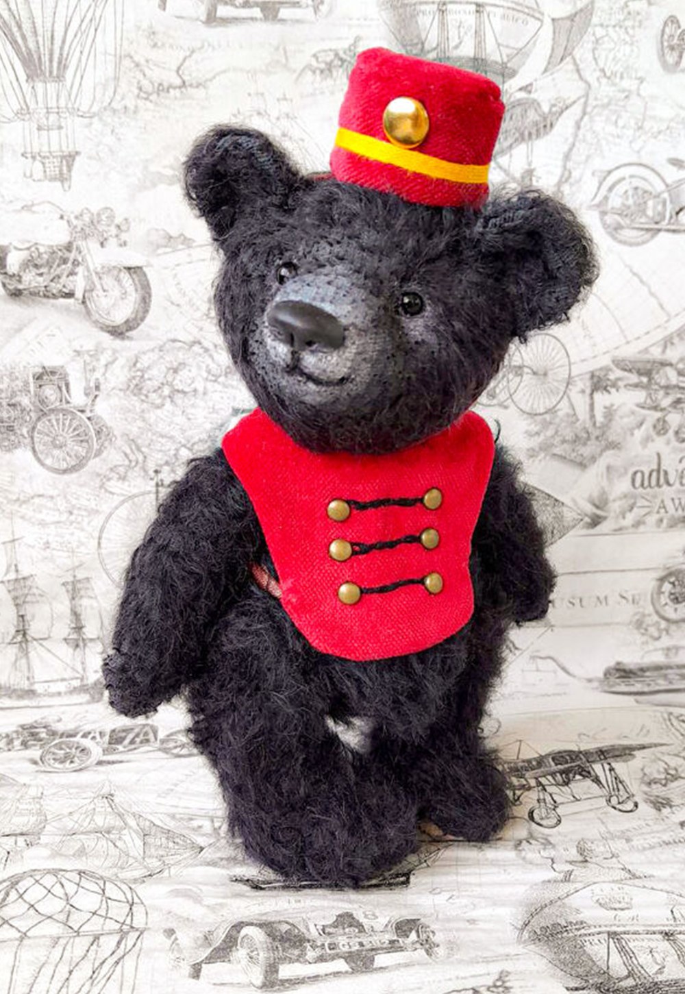 Gaston, a handmade mohair teddy bear dressed as a true gentleman