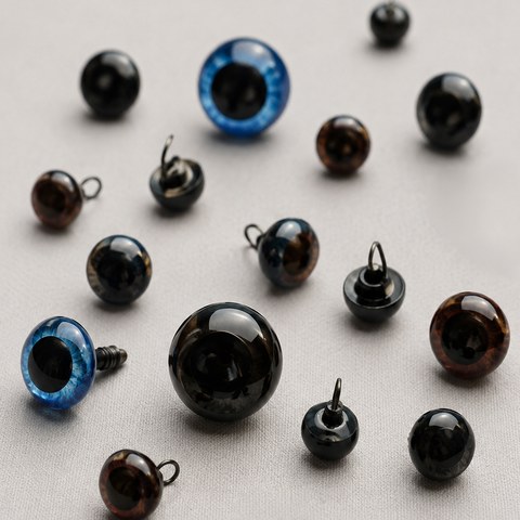 Assorted English glass eyes in black and blue
